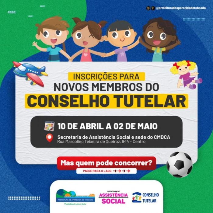 Inscrições para membros do Conselho Tutelar começam hoje em Aparecida do Taboado