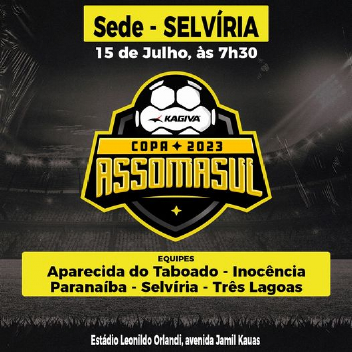 Equipes de Selvíria, Aparecida do Taboado, Inocência, Paranaíba e Três Lagoas disputarão rodada da Copa Assomasul de Futebol