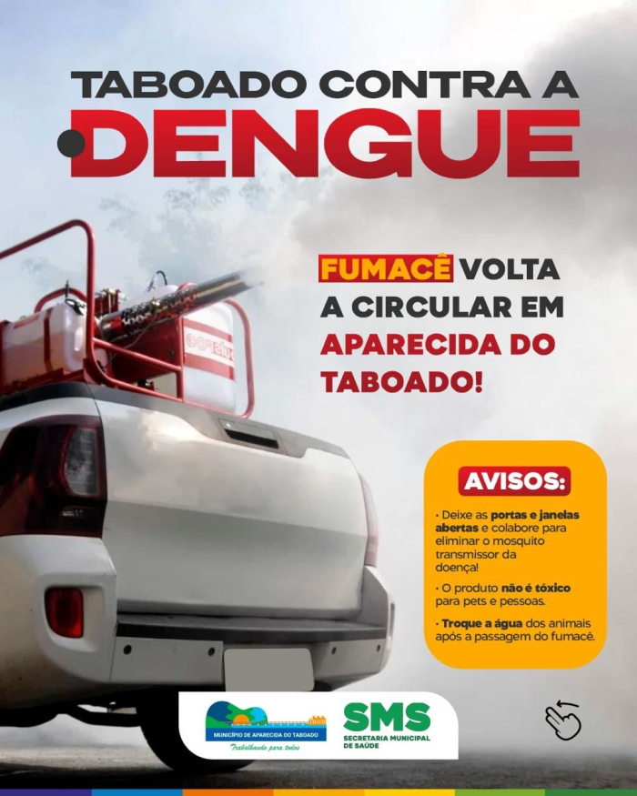 Operação Fumacê continua pelas ruas de Aparecida do Taboado